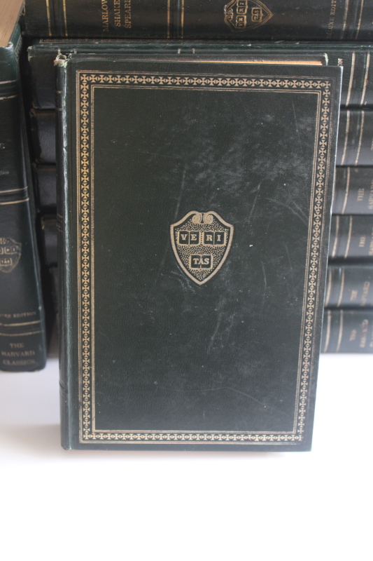 photo of mid century vintage Harvard Classics green leather bound books 14 volumes dated 1937  #16