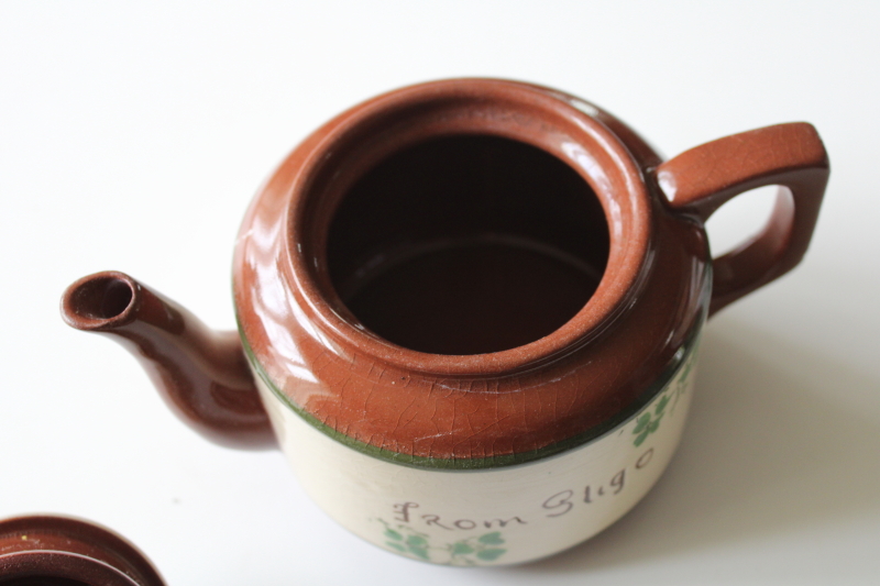 photo of mid century vintage Irish Carrig Ware Carrigline redware pottery, from Sligo souvenir mini teapot  #5