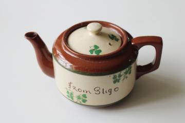 mid century vintage Irish Carrig Ware Carrigline redware pottery, from Sligo souvenir mini teapot 