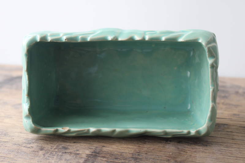 photo of mid-century vintage McCoy pottery planter pot, 1950s turquoise green #3