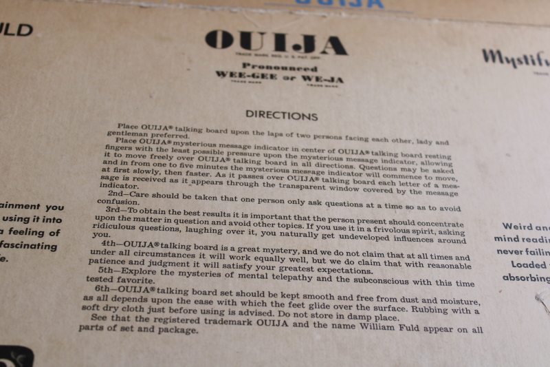 photo of mid century vintage Oujia board w/ worn original box, no planchette  #6