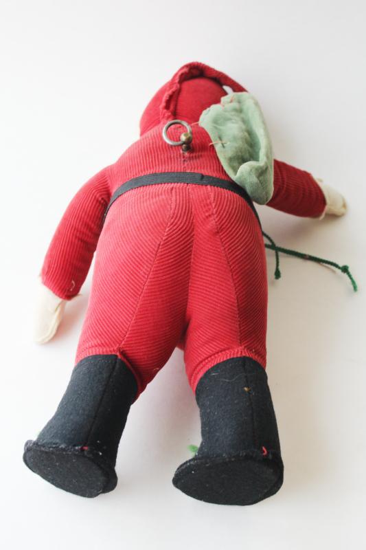 photo of mid-century vintage Santa Claus doll w/ painted cloth face, wind up music box #5