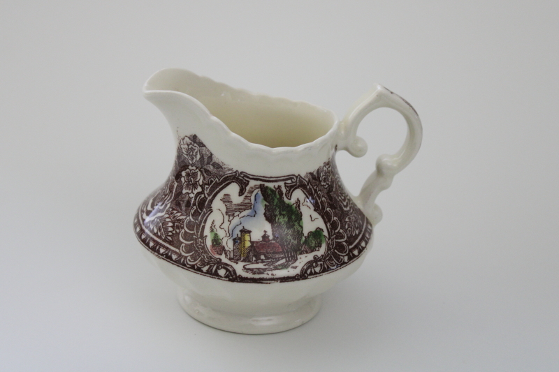 photo of mid century vintage Vernon Kilns pottery cream pitcher, 1860 scenes of old California history, Ed Botsford art #1