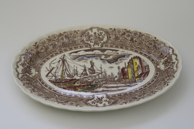 photo of mid century vintage Vernon Kilns pottery platter, 1860 scenes of old California history, Ed Botsford art #2