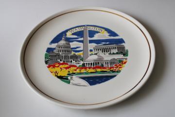 catalog photo of mid-century vintage Washington DC souvenir, china plate made in Wheeling West Virginia