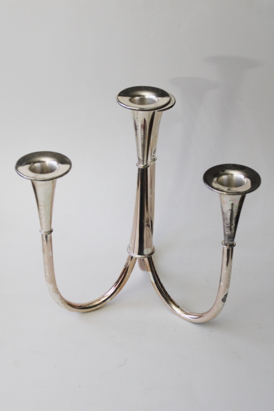 photo of mid-century vintage Wilhelm Wagenfeld WMF Germany silver plate modernist candelabra #1