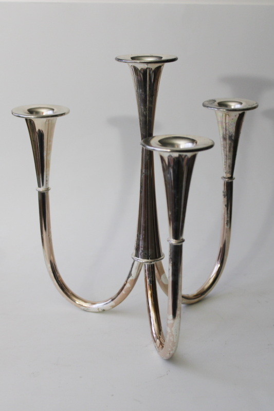 photo of mid-century vintage Wilhelm Wagenfeld WMF Germany silver plate modernist candelabra #2