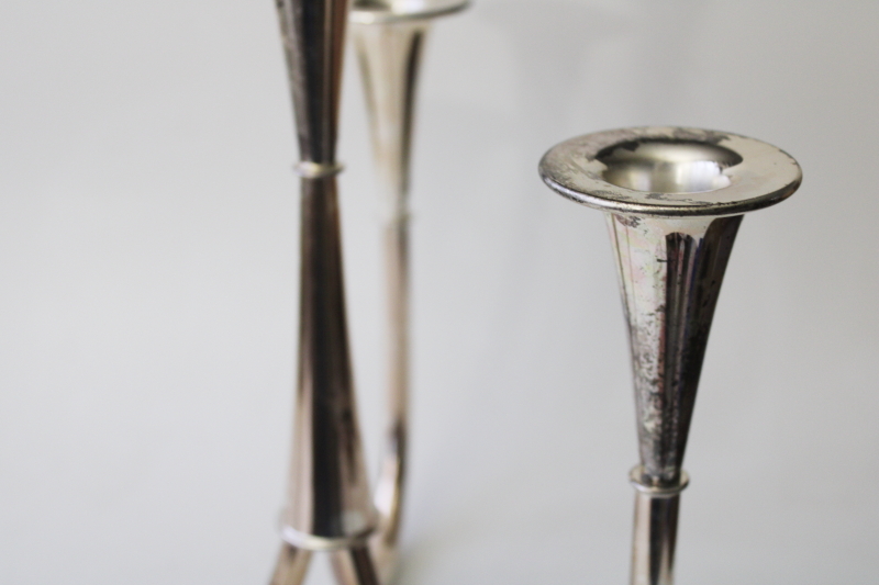 photo of mid-century vintage Wilhelm Wagenfeld WMF Germany silver plate modernist candelabra #3