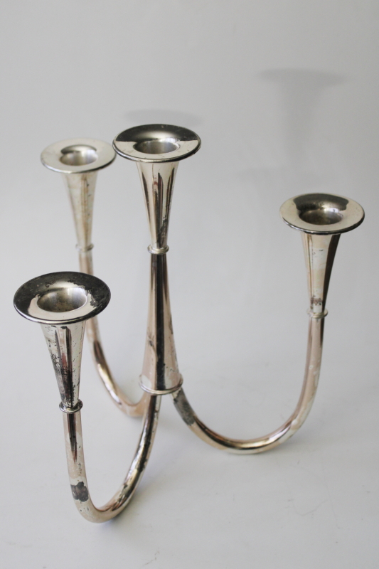 photo of mid-century vintage Wilhelm Wagenfeld WMF Germany silver plate modernist candelabra #9