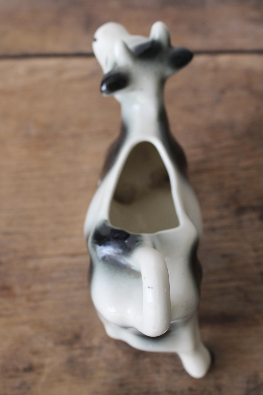 photo of mid century vintage china cow creamer, black & white Holstein ceramic cream pitcher  #2