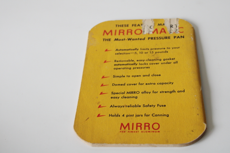 photo of mid century vintage cook book instruction booklet Mirro Matic pressure cooker & canner  #2