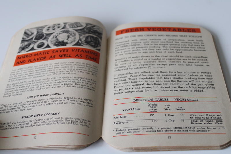 photo of mid century vintage cook book instruction booklet Mirro Matic pressure cooker & canner  #5