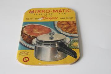 mid century vintage cook book instruction booklet Mirro Matic pressure cooker & canner 