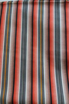 catalog photo of mid-century vintage cotton fabric, retro sport shirt striped print shirting coral & black