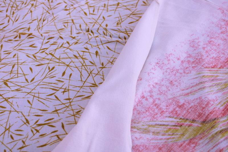 photo of mid century vintage cotton rayon tablecloth, wheat wreath print fall harvest Scandinavian style Christmas  #4