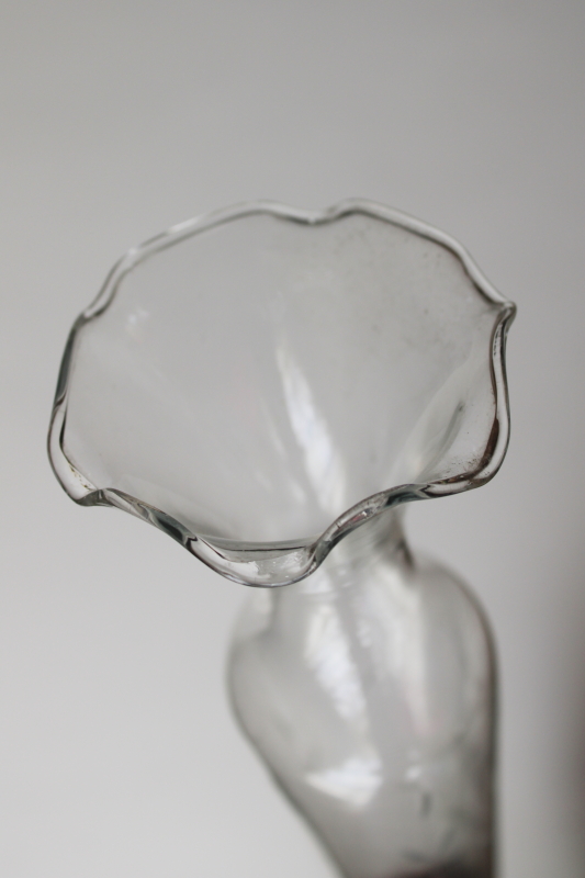 photo of mid century vintage etched crystal bud vase w/ sterling silver foot, weighted base  #5