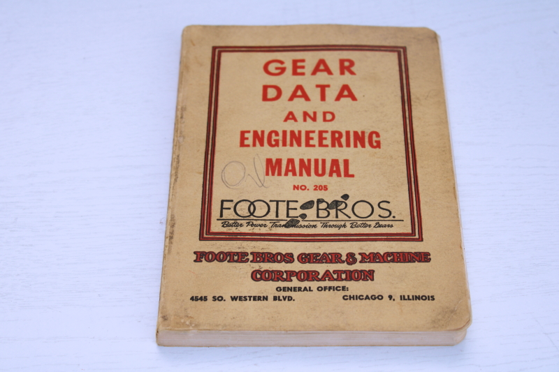 photo of mid century vintage industrial equipment reference catalog, Gear Data for machinists, engineering draftsmen #1