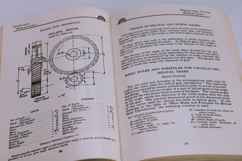 photo of mid century vintage industrial equipment reference catalog, Gear Data for machinists, engineering draftsmen #6