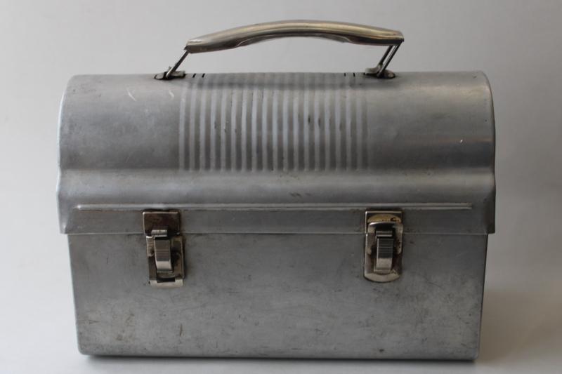 photo of mid-century vintage metal lunchbox, retro 1940s 50s rockabilly style #1