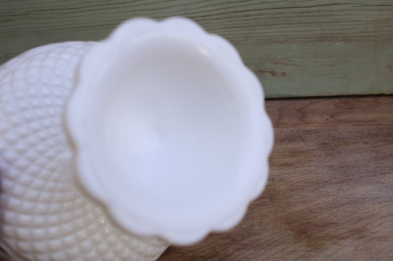 photo of mid-century vintage milk glass candy dish lace edge Imperial glass small compote #4