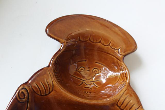 photo of mid century vintage onion soup dip recipe bowl, kitschy chef ceramic chip n dip #3