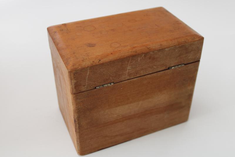 photo of mid-century vintage painted wood recipes box for recipe cards, retro kitchen #3