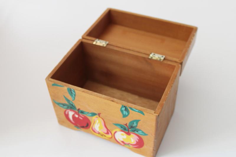 photo of mid-century vintage painted wood recipes box for recipe cards, retro kitchen #4