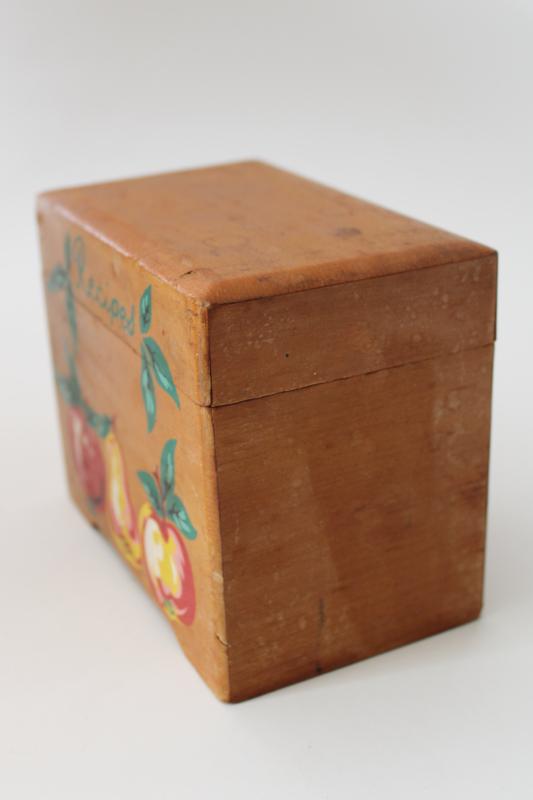 photo of mid-century vintage painted wood recipes box for recipe cards, retro kitchen #6