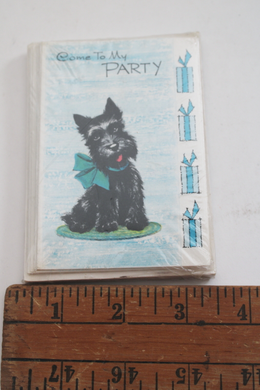 photo of mid century vintage party invitations Scotty dog terrier print sealed package greeting cards  #1