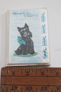 catalog photo of mid century vintage party invitations Scotty dog terrier print sealed package greeting cards 