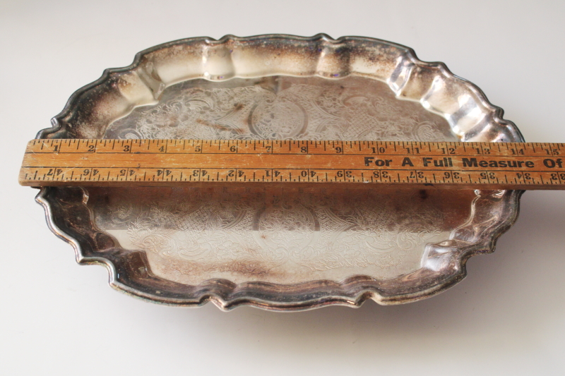 photo of mid century vintage silverplate tray, silver footed tray for hall table, bar bottles, table centerpiece  #9