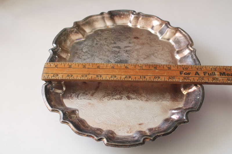 photo of mid century vintage silverplate tray, silver footed tray for hall table, bar bottles, table centerpiece  #10