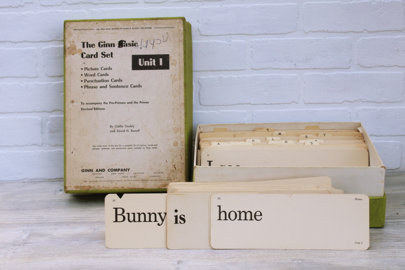 photo of mid century vintage vocabulary word flash cards early reader reading large lot incomplete set #1