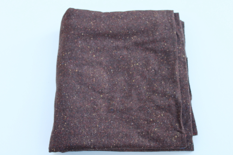 photo of mid-century vintage wool blend tweed fabric, brown w/ multi colored flecks #1