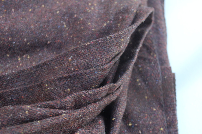photo of mid-century vintage wool blend tweed fabric, brown w/ multi colored flecks #3