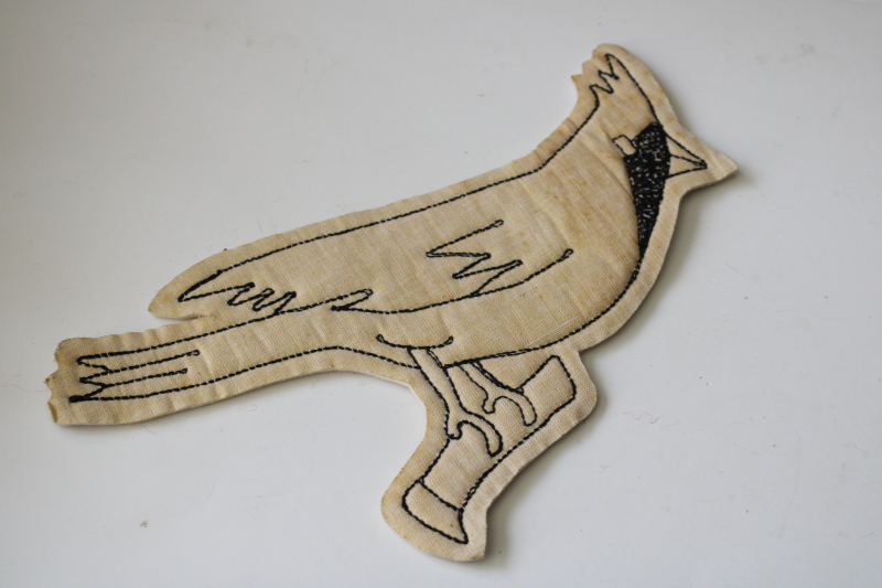 photo of mid century vintage wool felt red cardinal bird emblem, jacket badge patch school team sports mascot  #4