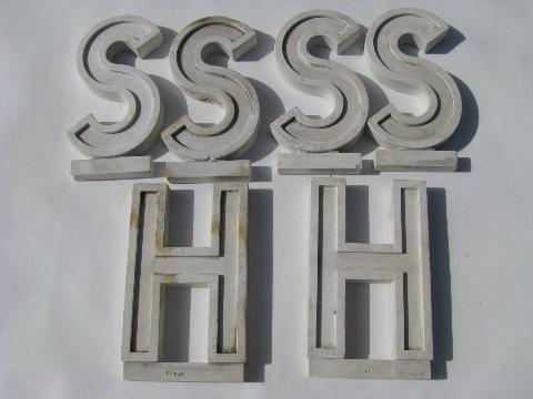 photo of mid-century machine age vintage porcelain sign letters, art deco lettering #3