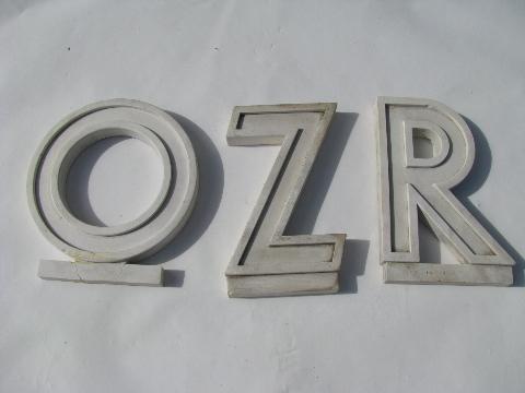 photo of mid-century machine age vintage porcelain sign letters, art deco lettering #4