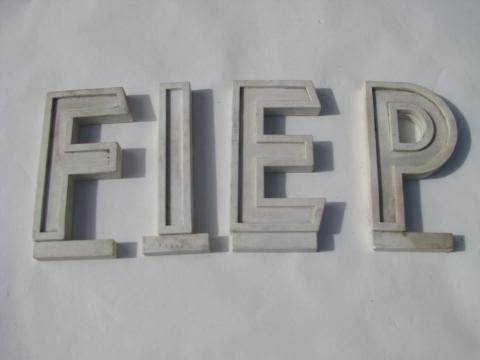 photo of mid-century machine age vintage porcelain sign letters, art deco lettering #5