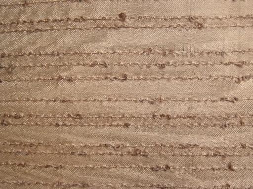 photo of mid-century mod hemp colored barkcloth texture fiberglass drapes, vintage 50s 60s #3