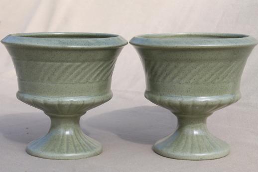 photo of mid-century mod matte green glaze floraline pottery planters & vases collection #4