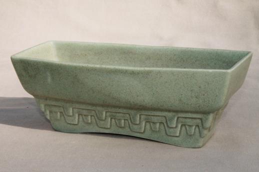 photo of mid-century mod matte green glaze floraline pottery planters & vases collection #4