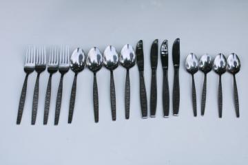 catalog photo of mid-century mod vintage Japan Granada Rose stainless flatware set for 4