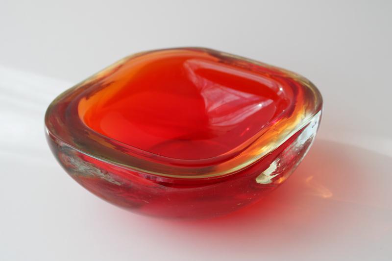 photo of mid-century mod vintage Murano glass, big heavy art glass bowl or ashtray #1