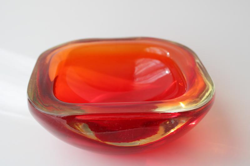 photo of mid-century mod vintage Murano glass, big heavy art glass bowl or ashtray #4