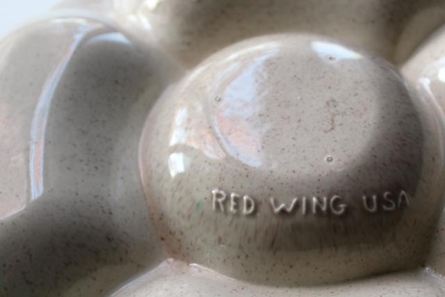 photo of mid-century mod vintage Red Wing pottery relish dish serving tray, speckled tan fleck #3