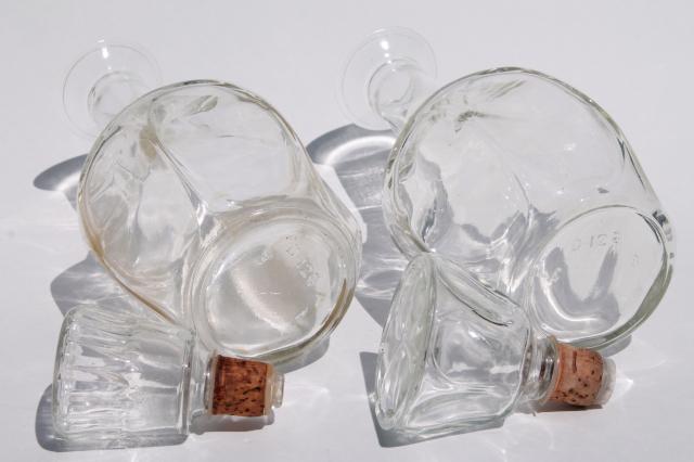 photo of mid-century mod vintage clear glass decanters, bar bottle liquor bottles #9