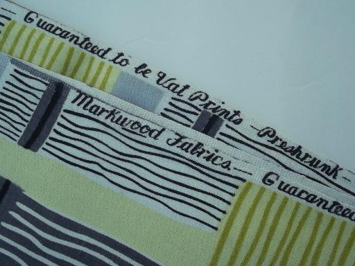 photo of mid-century mod vintage decorator fabric, grey / apple green plaid print #3