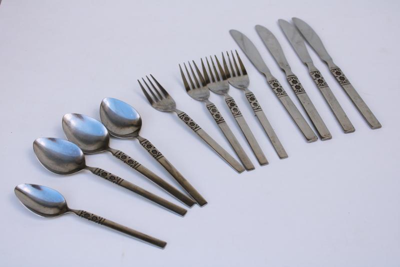 photo of mid-century mod vintage flatware, Artistic pattern Northland stainless Korea #1