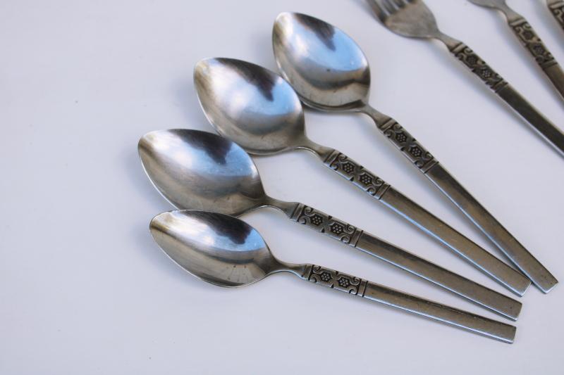 photo of mid-century mod vintage flatware, Artistic pattern Northland stainless Korea #2